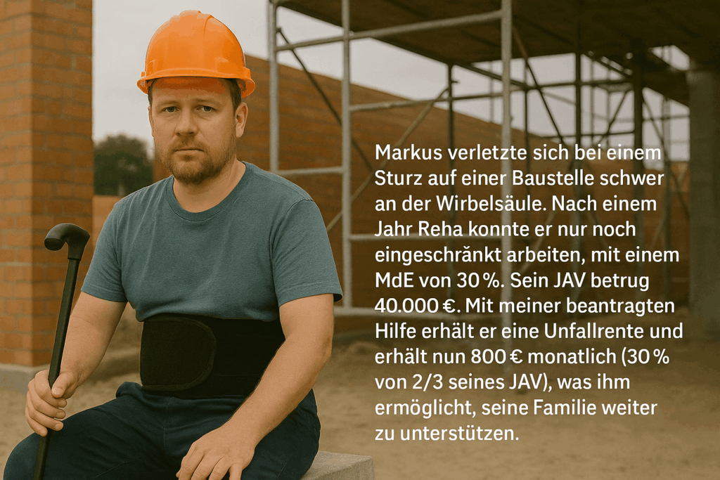 Markus auf einer Baustelle nach einem Arbeitsunfall
